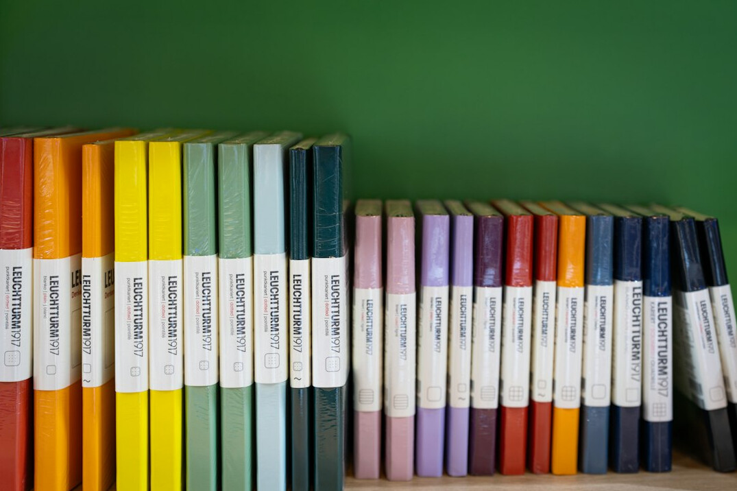 Colorful book spines on a shelf