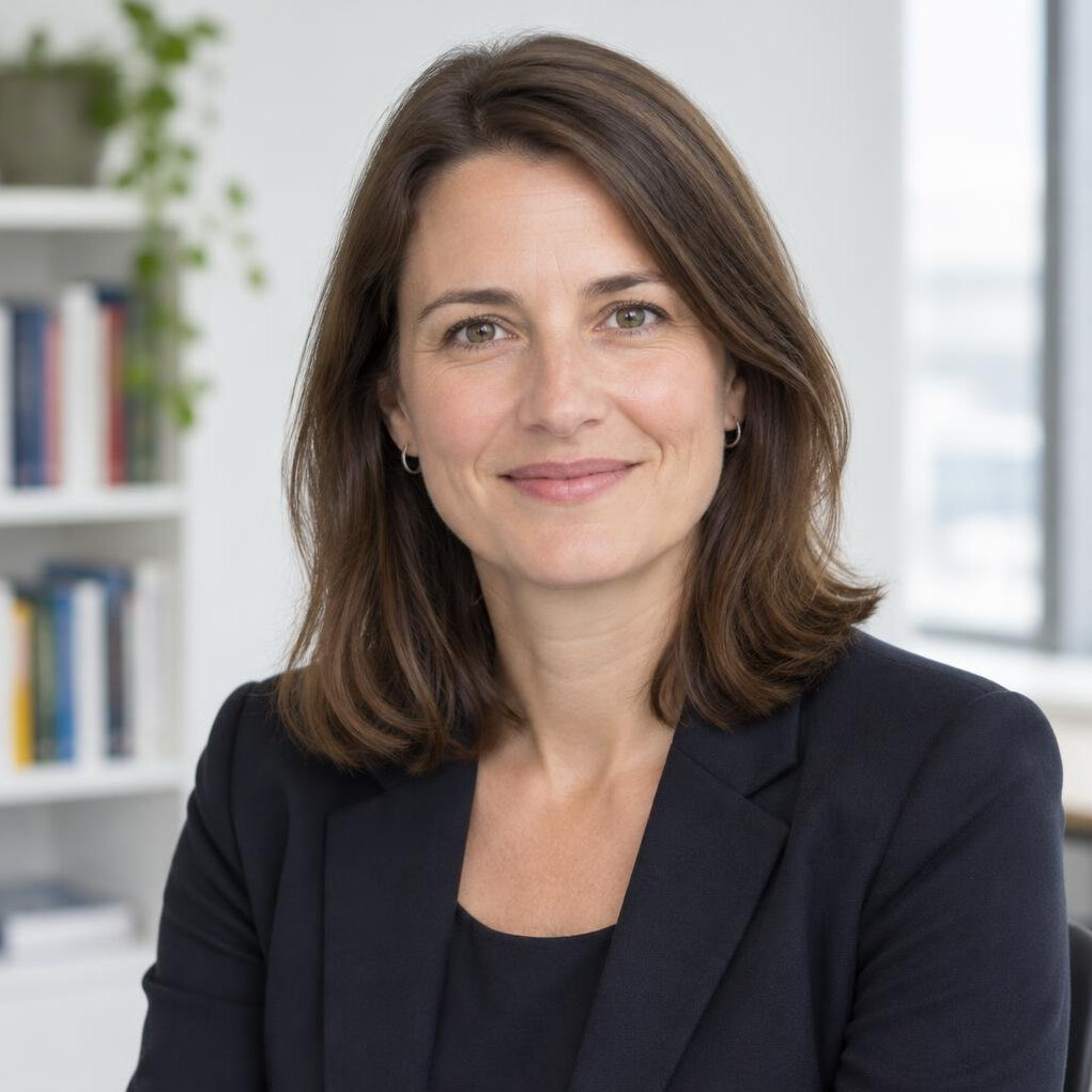 Portrait of a woman researcher in a blazer in a bright office